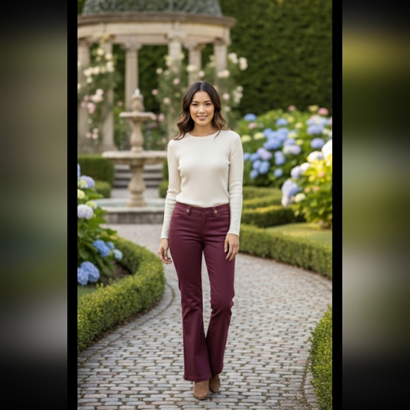 Banana Reblic Women's Burgundy Martin Fit Pants Size 2 - Picture 2 of 15